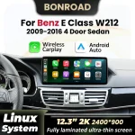 12.3" 2K Wireless CarPlay Andorid Auto For Benz E Class W212 E200 E230 E260 E300 S212 2009-2016 Car Radio Multimedia Navigation