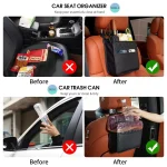 Multi function PU Leather Car Seat Back Storage Bag for Renault Clio Laguna Megane Duster Tissue Cup Holder Garbage Pocket - Imagine 6