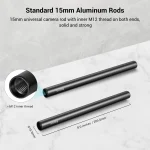 SmallRig 8 Inches (20 cm) Black Aluminum Alloy 15mm Rod with M12 Female Thread, Pack of 2, 4 / 8 / 12 / 16 Inches - Imagine 2