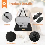 Portable Dog Car Seat Bed Pet Booster Car Seat Travel Carrier Seat with Clip-on Safety Belt Waterproof Basket Protector Cushion - Imagine 5