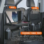 Car Seat Back Storage Bag With Foldable Table Car Backseat Organizer PU Leather Auto Seat Back Cup Holder Car Interior Accessory - Imagine 3