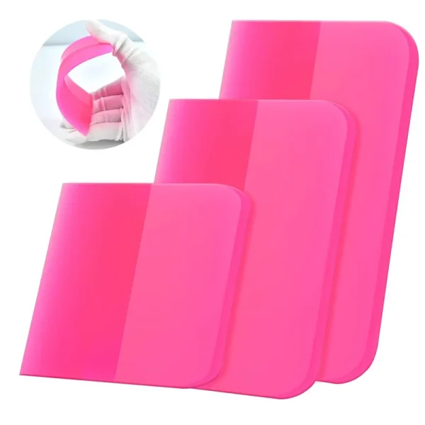 3Pcs Pink Car Squeegee Rubber Scraper Anti-Scratch for Film Vinyl Wrap Window Tint Tool Windshield Cleaning Kit