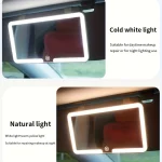 Car Interior Mirrors Sun Visor Plate LED HD Makeup Mirror for Girls Women Rechargeable Fill Light Universal Thin Vanity Mirror - Imagine 3