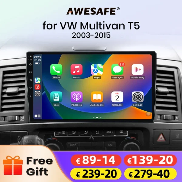 AWESAFE PX9 Car Radio Autoradio for Volkswagen Multivan T5 2003-2015 Wireless Carplay Screen Android Auto Stereo GPS Navi FM