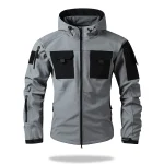 Men's hooded tactical jacket for autumn and winter outdoor windproof waterproof warm hiking camping and fishing durable jacket - Imagine 3