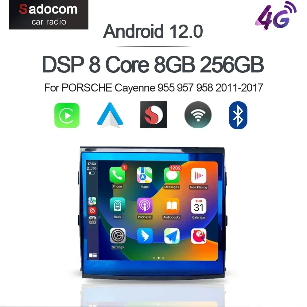kf-Sbe6221e61b7e4b51ac1861f6a8eadd16t Carplay DSP Car DVD Player Android 12.0 8Core 8GB+128G Radio GPS Wifi multimedia For PORSCHE Cayenne 955 957 958 2011-2017 2 din - Imagine 1