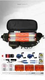 New Fishing Tackle Backpack Lure Box Gear Storage Bag Fanny Pack for Men Fly Fishing Backpack with Rod Holder Sling Shoulder Bag