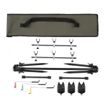 Lixada Adjustable Retractable Carp Fishing Rod Pod Stand Holder Fishing Pole Pod Stand with 3 Bite Alarms and Swingers Indicator - Imagine 6