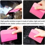 3Pcs Pink Car Squeegee Rubber Scraper Anti-Scratch for Film Vinyl Wrap Window Tint Tool Windshield Cleaning Kit - Imagine 5
