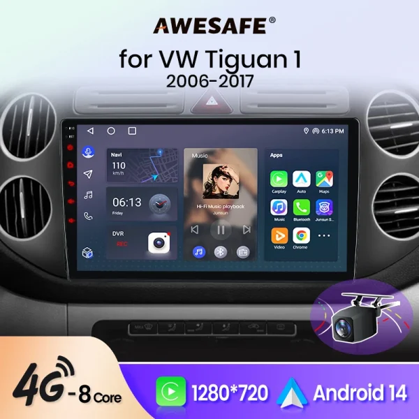 Wireless CarPlay for Apple Android Auto Car Radio GPS for Tiguan 1 NF GOLF PLUS 2006-2016 Multimedia RDS 4G WiFi Screen Stereo