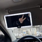 Car Interior Mirrors Sun Visor Plate LED HD Makeup Mirror for Girls Women Rechargeable Fill Light Universal Thin Vanity Mirror - Imagine 2
