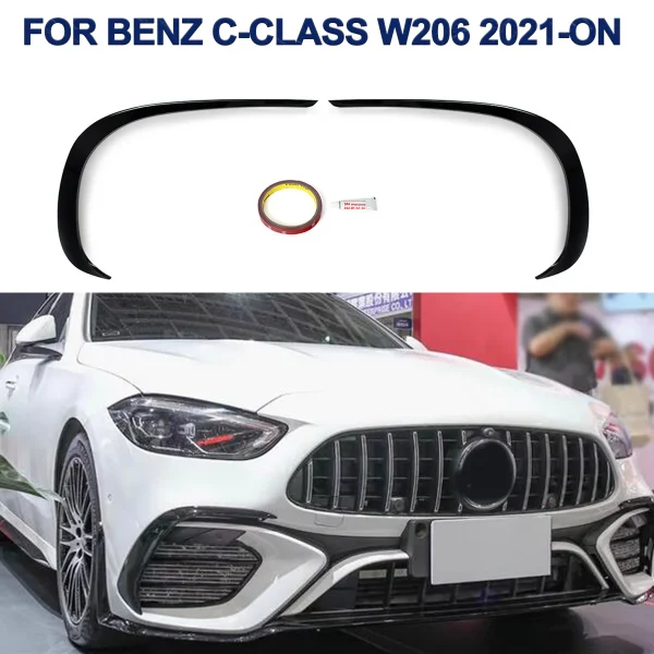 Car Front Bumper Side Air Vent Trim for Mercedes Benz C-Class W206 2021-2024 C200 C260 C300 Side Splitter Air Vent Grille