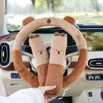 38CM Winter Car Steering Wheel Covers Plush Warm Lint Fashion Cute Product Interior Accessories for Woman Girls Female Driver - Imagine 4