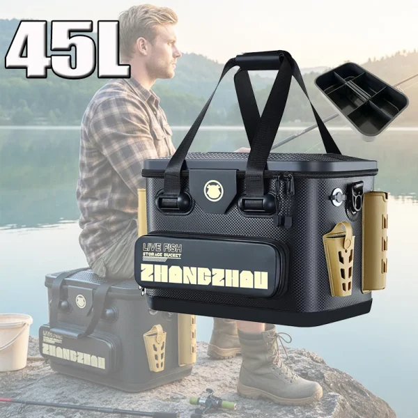 EVA Multifunctional Fishing Hook Stop Beads Box Large Capacity Portable Thickened Fishing Bucket Fishing Barrel Live Fish Box