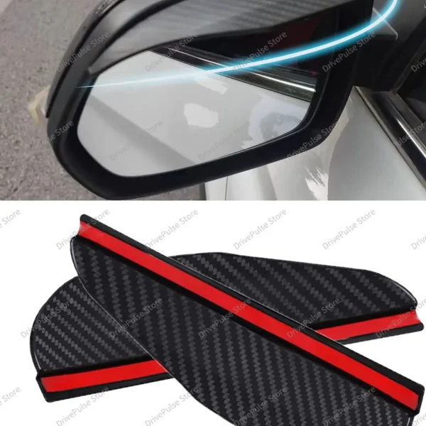 2PCS Carbon Fiber Rearview Mirror Rain Guards - Anti-Glare Sun Visor Cover for Clear Vision, Universal Car Mirror Accessories