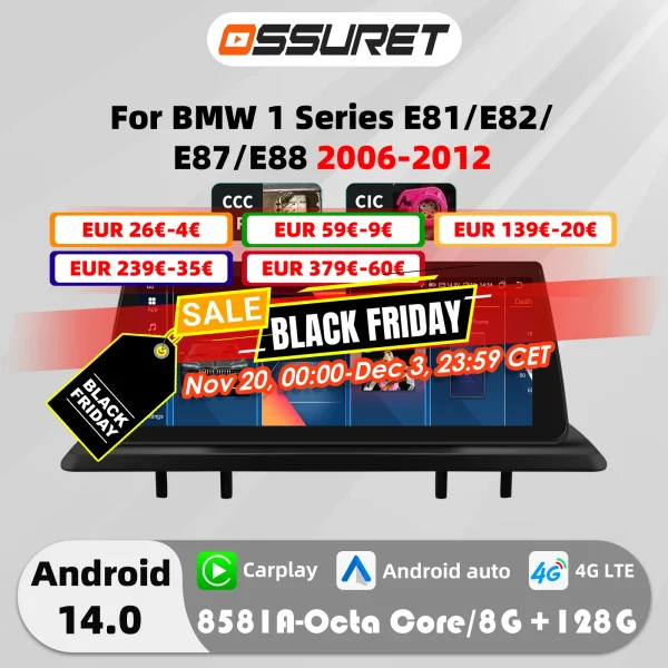 10.25"Carplay Android 13 Auto Car radio For BMW 1 Series E81 E82 E87 E88 09-16 Autoradio multimedia 2DIN car intelligent systems