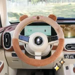 38CM Winter Car Steering Wheel Covers Plush Warm Lint Fashion Cute Product Interior Accessories for Woman Girls Female Driver - Imagine 2