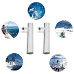 2pcs Stainless Steel Fishing Rod Holders for Fishing Boats For rails from 19 mm (3/4 ") to 25 mm (1") dia. - Imagine 2