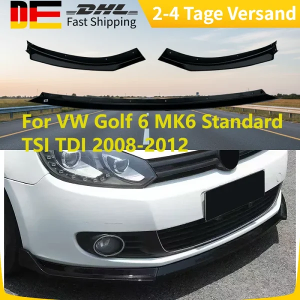 Diffuser Spoiler Auto Bumper Spoiler Splitter Guard Body Kit For VW Golf 6 MK6 Standard TSI TDI 2008-2012 Car Front Bumper Lip