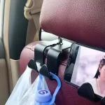 1/2PCS Car Seat Headrest Hook 4 Pack Hanger Storage Organizer Universal for Handbag Purse Coat Fit Universal Vehicle Car Black - Imagine 2