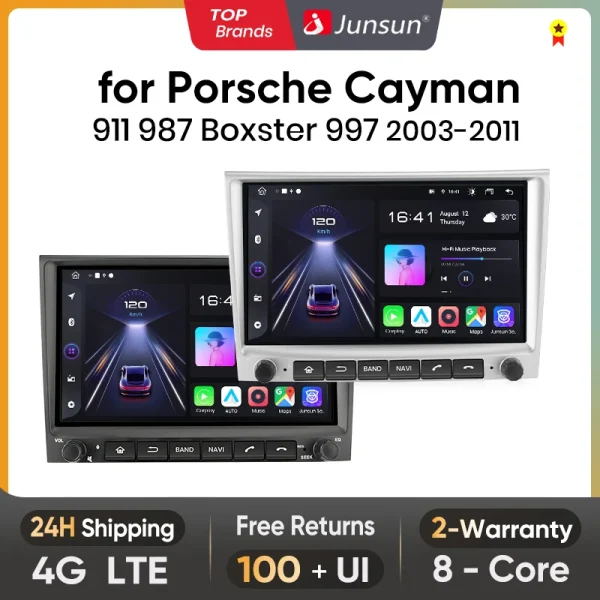 Junsun Wireless CarPlay Android Auto Car Radio for Porsche 911 997 987 Cayman Boxster RDS GPS 4G WIFI Multimedia autoradio