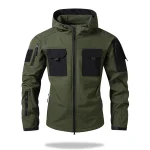 Men's hooded tactical jacket for autumn and winter outdoor windproof waterproof warm hiking camping and fishing durable jacket - Imagine 2