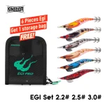 Kingdom 6pcs EGI Squid Bait Set 2.2# 2.5# 3.0# Artificial Jigging Lures Sea Fishing Octopus Cuttlefish Luminous Sinking Lure