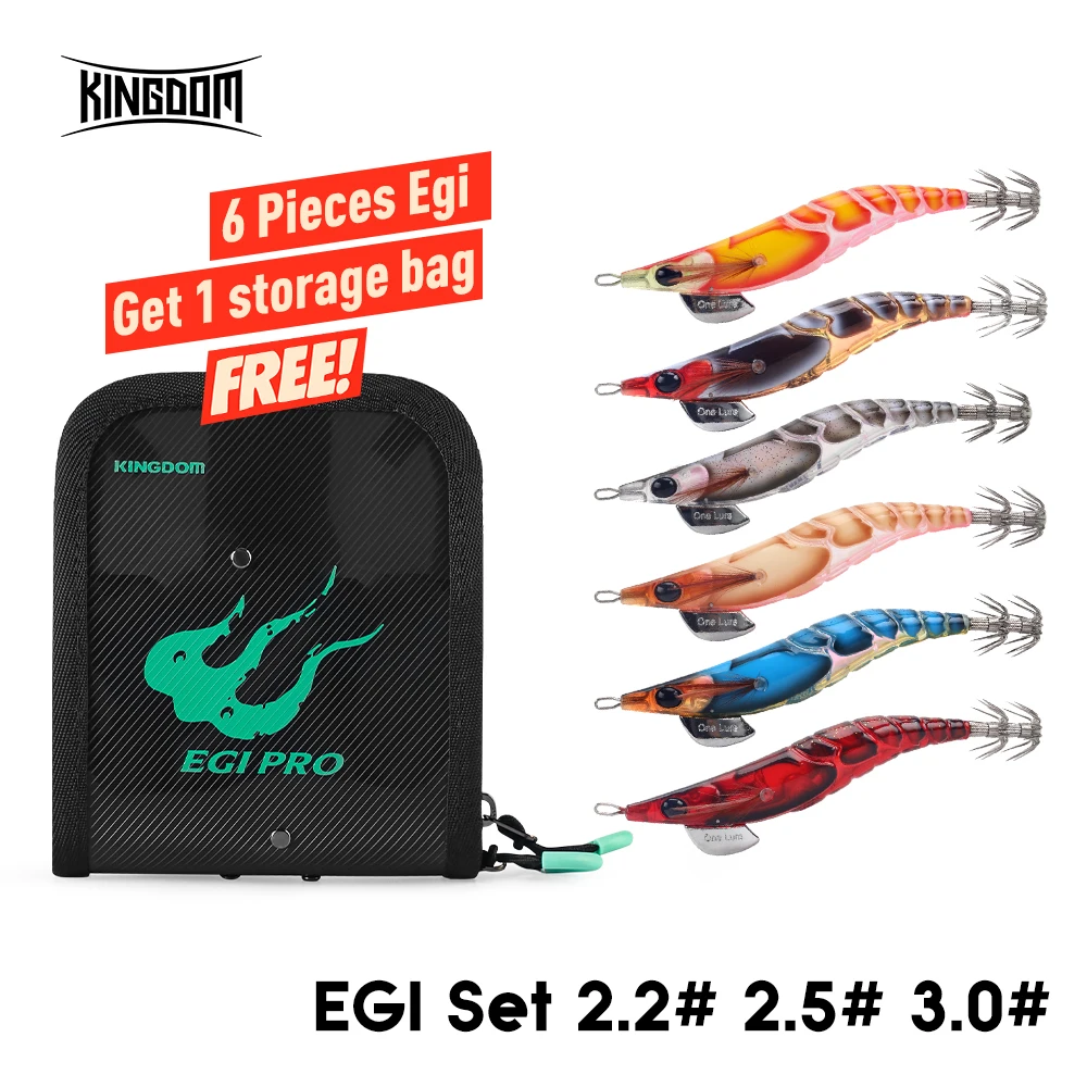 kf-S0d3ec5e9d31b4c3d93208738664be0750 Kingdom 6pcs EGI Squid Bait Set 2.2# 2.5# 3.0# Artificial Jigging Lures Sea Fishing Octopus Cuttlefish Luminous Sinking Lure - Imagine 1