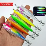5pcs Glow Squid Jig Hook UV Shrimp Fishing Lure Cuttlefish Fishing Accessories Saltwater Fishing Squid Jig Hooks