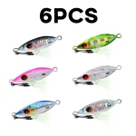 Metal Jig Spoon Lure 6pcs 10-60g Fishing Hard Artificial Bionics Bait For Tuna Bass Saltwater Slow Jigging Fishing Tackl