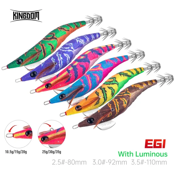 Kingdom EGI Jigs 2.5# 3.0# 3.5# Artificial Fishing Lure High Quality Squid Hook Jiggging Hard Shrimp Baits For Cuttlefish EGI