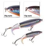 1-8Pcs Topwater Fishing Lure Whopper Popper Artificial Bait Hard Plopper Soft Rotating Tail Fishing Tackle Fishing Bait - Imagine 4