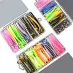 ，High-quality Soft Two-tonetTail Lure Soft Bait Fake Bait with Lead Head Hook50Pieces100Set