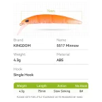 Kingdom Jointed Fishing Lure 70mm 4.3g Sinking 4-Section Minnow Lure Single Hook Hard Wobber Freshwater Bass Artificial Bait - Imagine 2