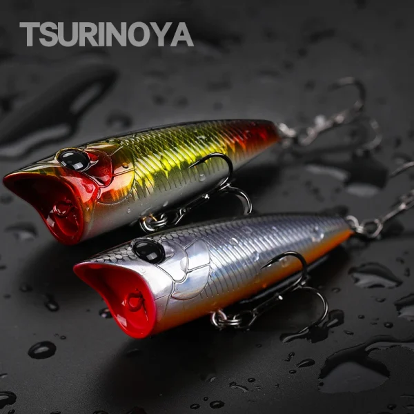 TSURINOYA 70F Popper Fishing Lure RIPPLE 70mm 12g Topwater Hard Bait For Bass Pike Long Casting Floating Wobble Surface Model
