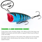 TSURINOYA 70F Popper Fishing Lure RIPPLE 70mm 12g Topwater Hard Bait For Bass Pike Long Casting Floating Wobble Surface Model - Imagine 4