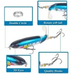 1-8Pcs Topwater Fishing Lure Whopper Popper Artificial Bait Hard Plopper Soft Rotating Tail Fishing Tackle Fishing Bait - Imagine 5