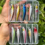 5PCS/BOX Minnow Fishing Lure Artificial Hard Bait Bionic 3D Eyes Floating Wobbler Crankbait Bass Trolling Fishing Tackle